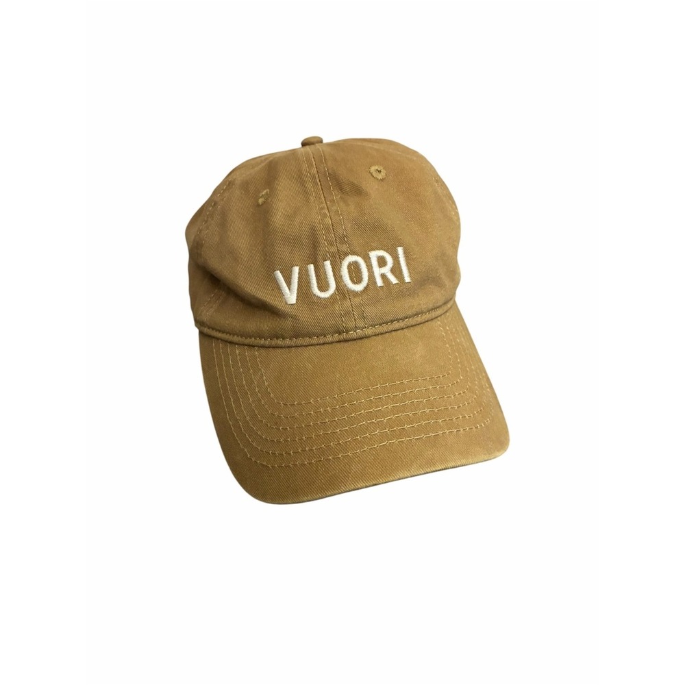 Vuori Embroidered Logo Baseball Cap Tan Khaki Cotton Adjustable Hat